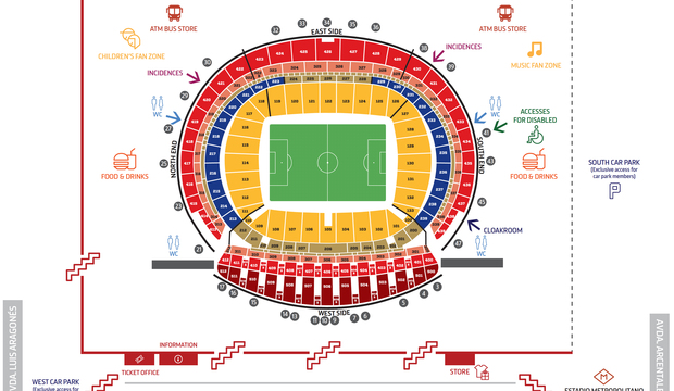 Temporada 2017/18. Mapa Wanda Metropolitano inglés. 8 de Marzo 2018