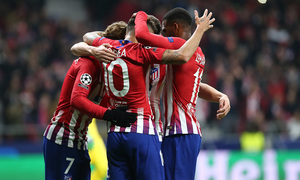 Temporada 18/19 | Atlético de Madrid - Mónaco | celebración gol Griezmann