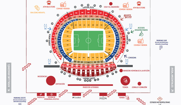 Temporada 18/19. Mapa plano Fan Zone Wanda Metropolitano 29-03-2019