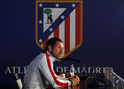 Diego Pablo Simeone, durante la rueda de Prensa en la sala VIP del Vicente Calderón antes del partido frente al Real Madrid