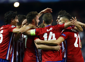 temporada 15/16. Partido Champions League. Atlético de Madrid Astana. Celebracion de gol durante el partido