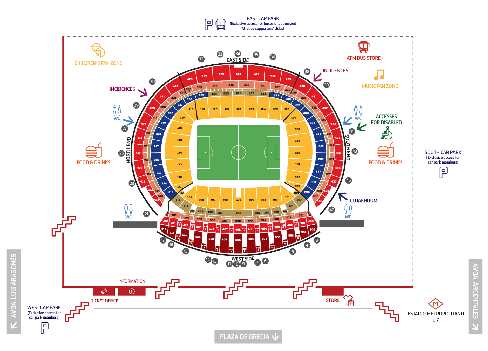 Temporada 2017/18. Mapa Wanda Metropolitano. Inglés