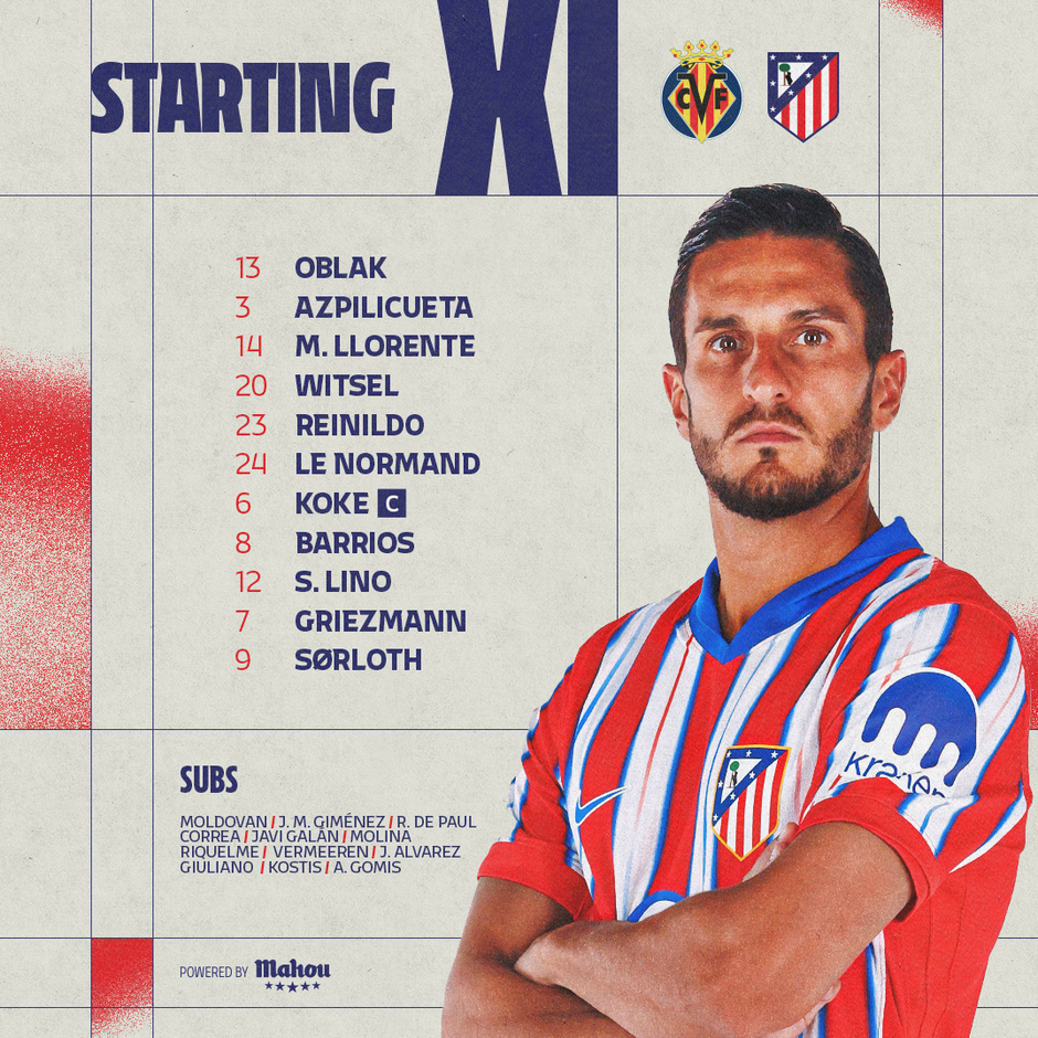 Here's our starting XI vs Villarreal - Club Atlético de