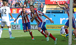 Temporada 14-15. Jornada 13. Atlético de Madrid-Deportivo. Saúl celebra su gol.