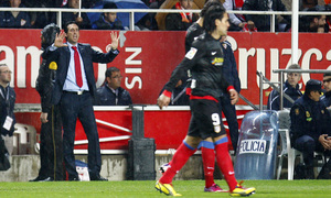 Emery en el partido de vuelta de Copa en Sevilla