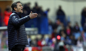 Temporada 12/13. Partido Atlético de Madrid Real Sociedad. Montaner dando órdenes durante el partido