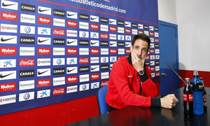 Temporada 12/13. Rueda de prensa. Juanfran durante la rueda de prensa en Majadahonda