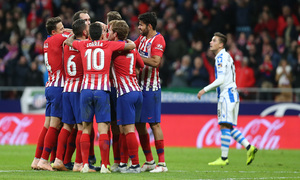 Temporada 2018-2019 | Atlético de Madrid - Real Sociedad | celebración gol Filipe Luis