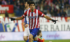 temporada 13/14. Partido Atlético de Madrid-Espanyol. Diego Costa celebrando un gol