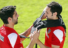 temporada 13/14. Entrenamiento en la Ciudad deportiva de Majadahonda. Juanfran y Raúl durante el entrenamiento