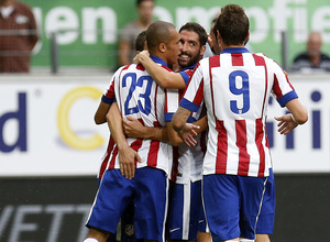 Pretemporada 2014-15. Wolfsburgo - Atlético de Madrid. Celebración del primer gol rojiblanco.