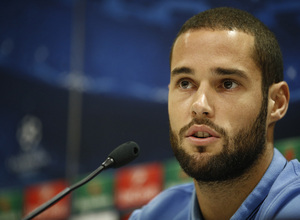 Mario Suárez, en la rueda de prensa previa al partido vs Olympiacos