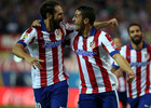 Temporada 14-15. Jornada 6. Atlético de Madrid-Sevilla. Juanfran y Koke celebran el primer gol.