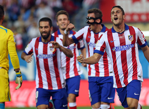 Temporada 14-15. Koke celebra el primer tanto de nuestro equipo frente al Sevilla. Foto: Ángel Gutiérrez.