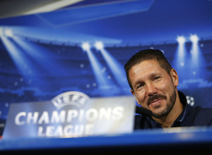 Rueda de prensa previa Champions. Diego Pablo Simeone y Diego Godín. Atlético de Madrid - Juve.