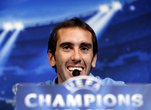 Rueda de prensa previa Champions. Diego Pablo Simeone y Diego Godín. Atlético de Madrid - Juve.