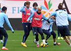 temporada 14/15. Entrenamiento en la ciudad deportiva de Majadahonda. Griezmann controlando un balón durante el entrenamiento