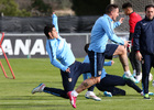 temporada 14/15. Entrenamiento en la ciudad deportiva de Majadahonda. Jugadores realizando ejercicios con balón durante el entrenamiento