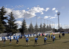 temporada 14/15. Entrenamiento en la ciudad deportiva de Majadahonda.Equipo estirando durante el entrenamiento