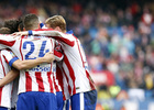 Temporada 14-15. Jornada 28. Atlético de Madrid-Getafe. El equipo se abraza en una piña.