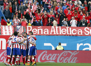 temporada 14/15. Partido Atlético de Madrid Elche. Celebración de gol durante el partido