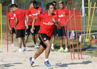 temporada 15/16. Entrenamiento en los Ángeles de San Rafael. Óliver realizando ejercicios físicos durante el entrenamiento