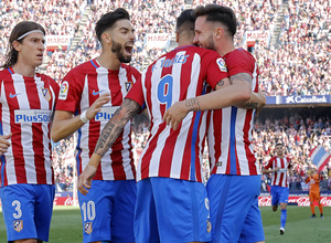 Temporada 16/17. Partido Atlético Eibar. Celebración gol de Saúl