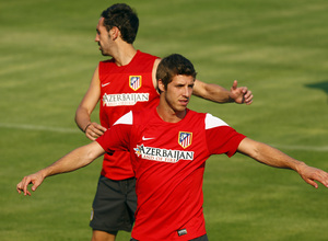 Temporada 13-14. Juanfran y Rubén Pérez se ejercitan durante la pretemporada en Majadahonda