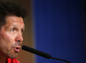 temporada 17/18. Rueda de prensa de Simeone. Previa Europa League. Atlético Ársenal Wanda Metropolitano