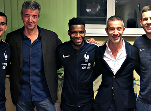 Miguel Ángel Gil, Andrea Berta, Antoine Griezmann, Lucas y Lemar  