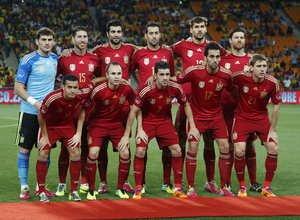 David Villa posa en el once titular del amistoso que España disputó contra Sudáfrica el Soccer City de Johannesburgo