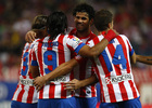Liga 2012-2013. Radamel Falcao, Diego Costa y resto de compañeros celebran un gol del Atlético de Madrid
