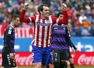 temporada 13/14. Partido Atlético-Valladolid. Godín celebrando