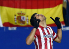 temporada 13/14. Partido Champions League. Atlético de Madrid-AC Milan. Diego Costa celebrando un gol