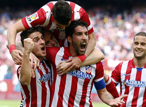 TEMPORADA 2013/2014. Atlético de Madrid-Villarreal. Raúl García celebra su gol ante el Villarreal