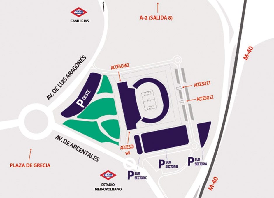 Mapa nuevo Tour Wanda Metropolitano acceso puerta 3 | ESP