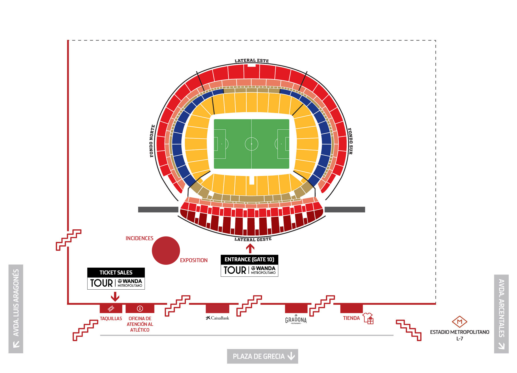Mapa nuevo Tour Wanda Metropolitano acceso puerta 3 | Eng
